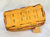 Longaberger Holiday Sleigh Basket with Fabric and Plasic Liners 1997 Edition