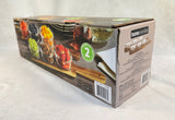Home Essentials Set of 2 Acacia Serving Boards with 6 Glass Bowls - Brand New