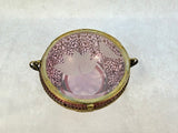 Vintage Cranberry Glass and Ormolu Brass Jewelry Casket