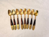 Nickel Bronze and Rosewood Siam Thailand Buddha Flatware - 17 pieces