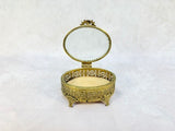 Vintage Hollywood Regency Oval Ormolu Style Brass Jewelry Box
