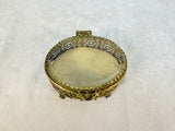 Vintage Hollywood Regency Oval Ormolu Style Brass Jewelry Box