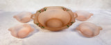 Hocking Mayfair Open Rose Frosted Pink Serving Set