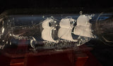 Miniature Blown Glass Ship in a Bottle - U.S.S. Constitution