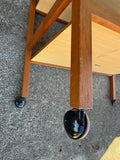 Teak Two Shelf Rolling Cart
