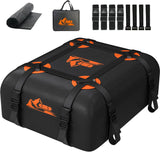 Car Rooftop Waterproof Cargo Carrier Bag 15 Cubic Ft (Works with or without Roof Rack) - Orange Straps, Brand New!