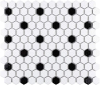 Mosaic Tile 1" White Hex with Black Dot - New in Box!