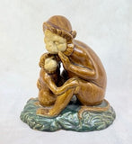 Vintage Mother Monkey and Baby Figurine