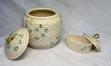 Beleek Basketweave Cookie Jar and Trinket Dish