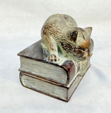 Vintage Cat on Stack of Books Bookend