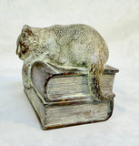 Vintage Cat on Stack of Books Bookend
