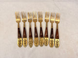 Nickel Bronze and Rosewood Siam Thailand Buddha Flatware - 17 pieces