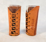 Mexican Leather-Wrapped Shot Glasses - Set of 2