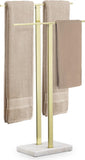 KES Freestanding Brushed Gold Towel Rack w/Marble Base - Brand New!