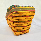 Longaberger Holiday Sleigh Basket with Fabric and Plasic Liners 1997 Edition