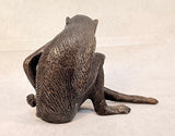 Reclining Bronze Monkey Figure