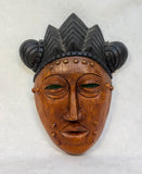 Wood Mask with Stylized Hair