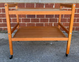 Teak Two Shelf Rolling Cart