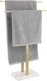 KES Freestanding Brushed Gold Towel Rack w/Marble Base - Brand New!