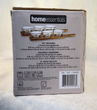 Home Essentials Set of 2 Acacia Serving Boards with 6 Glass Bowls - Brand New
