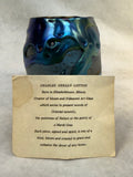 Charles Lotton 1978 Iridescent Blue and Silver Vase