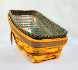 Longaberger Holiday Sleigh Basket with Fabric and Plasic Liners 1997 Edition