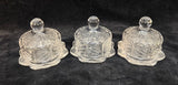 Set of 3 Pressed Glass Butter Dishes with Cloche Lids