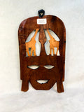 Kenyan Black and Red Tribal Mask with Giraffes