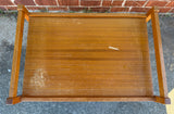 Teak Two Shelf Rolling Cart