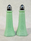 Vintage Greeen Jadeite Salt and Pepper Shakers