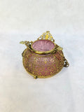 Vintage Cranberry Glass and Ormolu Brass Jewelry Casket
