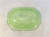 Federal Glass Sylan Parrot Oval Bowl Green Uranium Glass