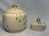 Beleek Basketweave Cookie Jar and Trinket Dish