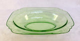 Federal Glass Sylan Parrot Oval Bowl Green Uranium Glass