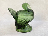L.E. Smith Green Glass Turkey Candy Dish