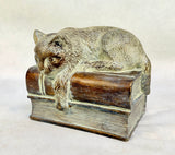 Vintage Cat on Stack of Books Bookend