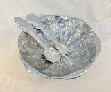 Wilton Armetale CAbbage Leaf Salad Bowl with Serving Utensils