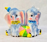 Vintage Japan Baby Elephants Planter