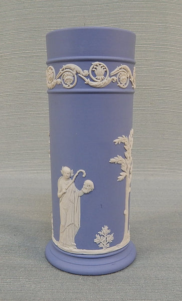 Wedgwood Blue Jasparware 6.5" Muses Spill Vase