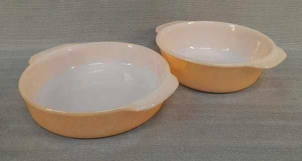 Fire King Iridescent Peach Baking Dishes, #14 & #15