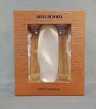 Oleg Cassini Amber Shimmer Crystal 8" Candlestick Pair - Like New!