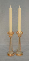 Oleg Cassini Amber Shimmer Crystal 8" Candlestick Pair - Like New!