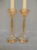 Oleg Cassini Amber Shimmer Crystal 8" Candlestick Pair - Like New!