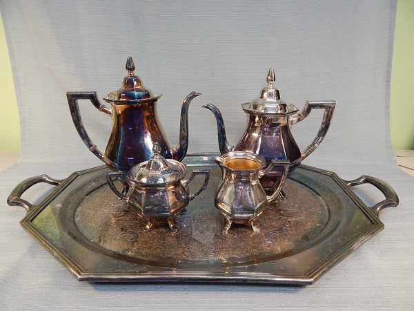 Wallace Silver Plate Coffee and Tea Set - Alden Pattern