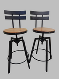 Pair of Industrial Style Metal and Wood Barstools