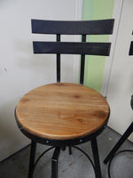 Pair of Industrial Style Metal and Wood Barstools