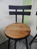 Pair of Industrial Style Metal and Wood Barstools