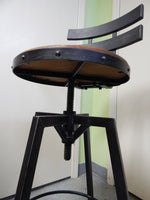 Pair of Industrial Style Metal and Wood Barstools