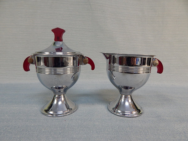Art Deco Chrome Sugar and Creamer