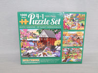 4-in-1 1000 Piece Puzzle Set - Rustic Gardens - by Bits & Pieces - Brand New!